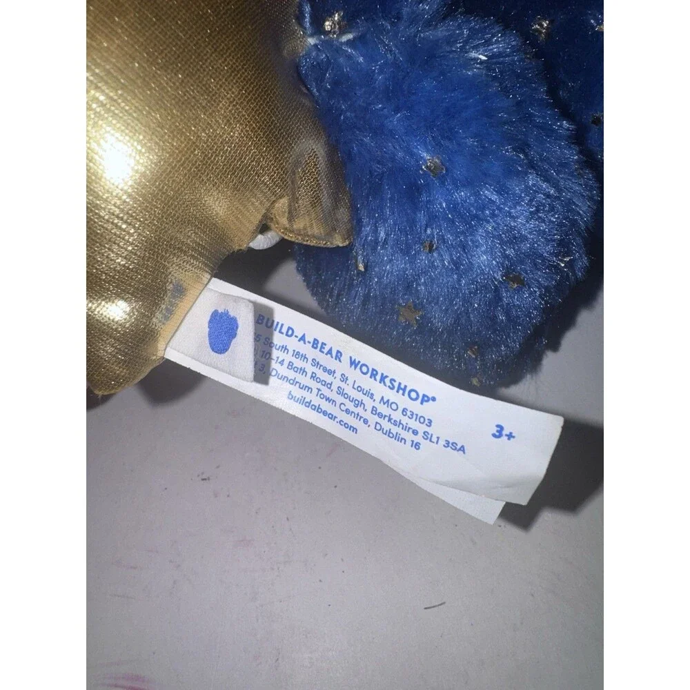 Build A Bear Star Wishes Teddy Blue Gold Stars Plush w Star Wristie 2025 17”